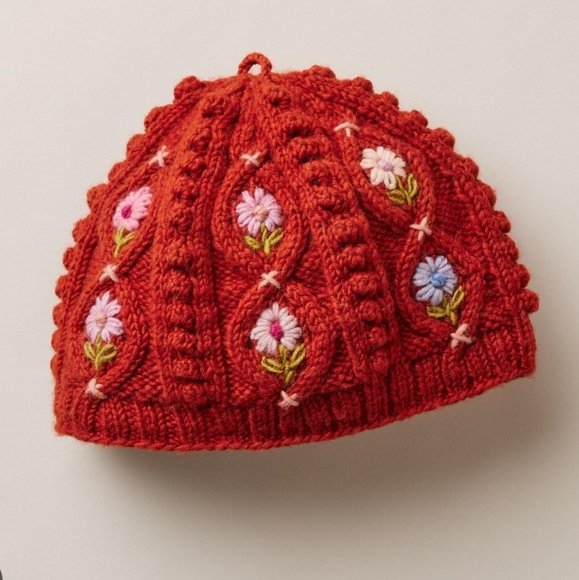 Sundance x French Knot Cable and Bobble Hat - terracotta - Picture 1 of 9